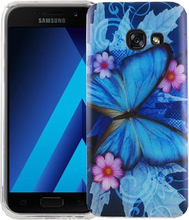 Produktbild König Design Handy Hülle für Samsung Galaxy A3 2017 Schmetterling Blau Tasche Case Cover Slim (Samsung Galaxy A3 (2017))