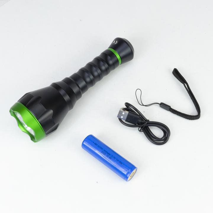 Actual product image PNI Adventure F750 Green Light aluminium torch, LED 10 W, 500 lm, up to 850 m, IP44, 4000 mA (5.50 cm)