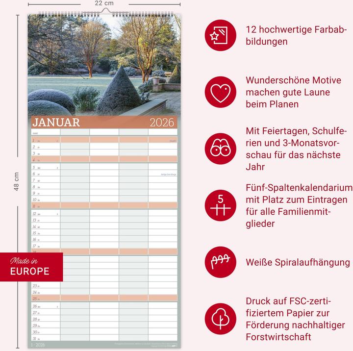 Produktbild Garten Familienplaner 2026 (22 x 48 cm, Deutsch)