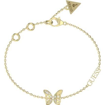 Guess, Armschmuck, Decent Gold Plated Chrysalis Butterfly Bracelet JUBB04110JWYG - Length: 18.5 cm, (14.60 cm, Edelstahl...