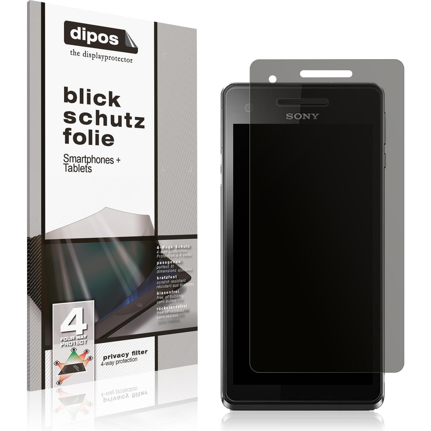 Dipos Blickschutzfolie 4-Way Privacy (1 Stück, Sony Xperia V), Smartphone Schutzfolie, Transparent