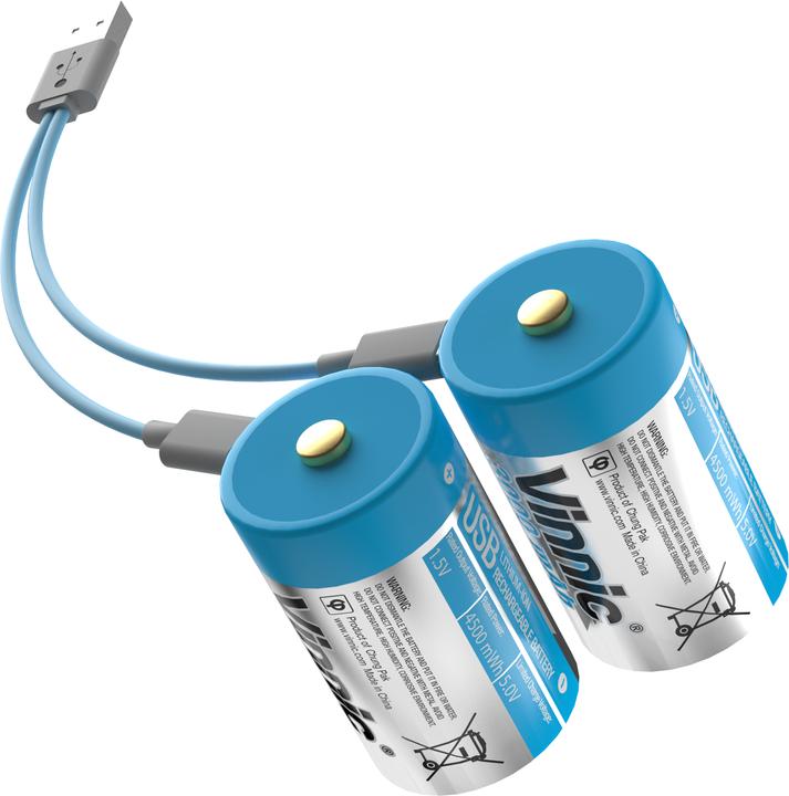 Produktbild Vinnic USB Rech. Batt. D Type-C VPRB-UCD-2PC 3000mAh,Case,2pcs. (2 Stk., D, 3000 mAh)