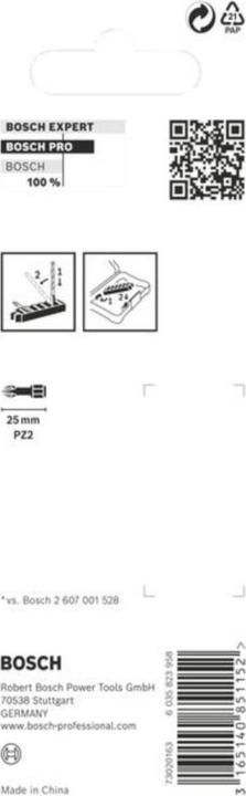 Actual product image Bosch Professional Zubehör PRO Pozidriv Impact Bit, PZ2, 25 mm, 8 pcs. (Cross Pozidriv PZ)