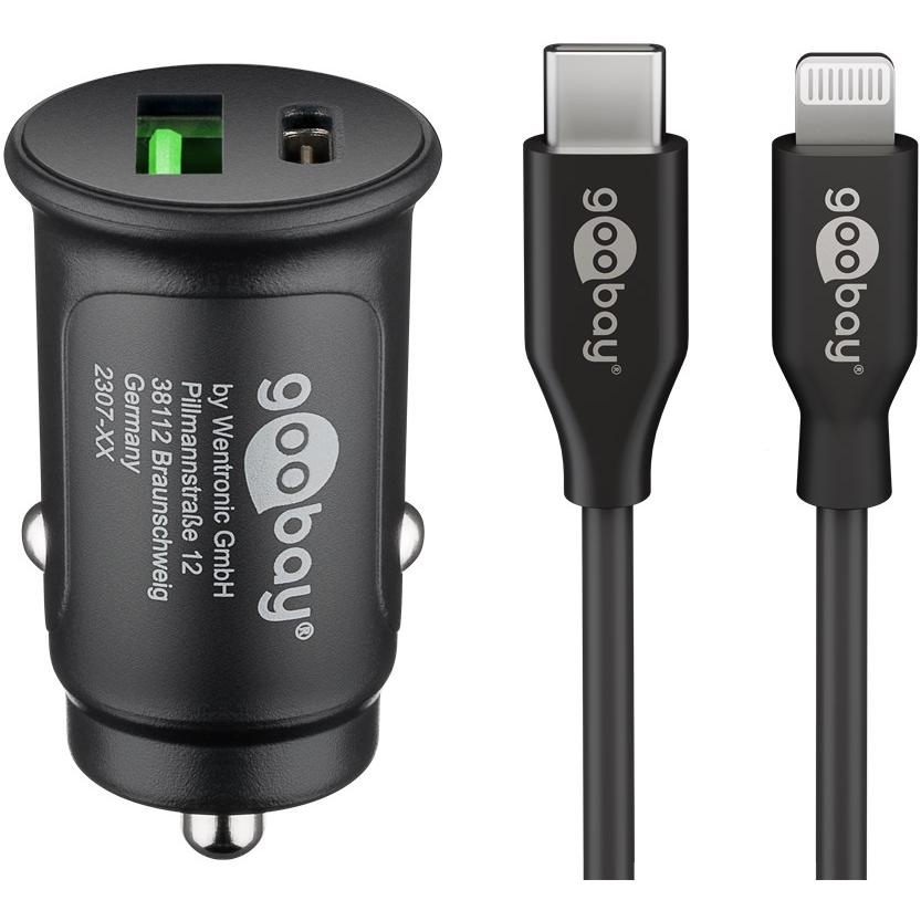 Goobay Dual-USB Auto-Schnellladeset Lightning 27 W, Auto Adapter