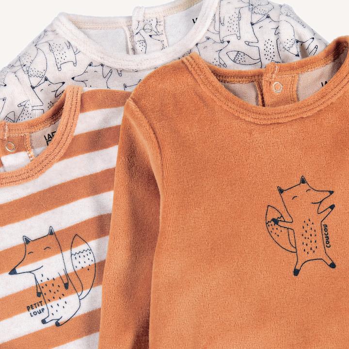 Produktbild La Redoute Collections 3er-Set einteiliger Schlafanzug aus Samt mit Fuchsmotiv (92)