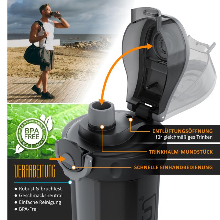 Image du produit Arendo Protein Shaker, Eiweissshaker 800 ml, verschliessbar, spülmaschinengeeignet, BPA-frei, für unterwegs (0.80 l)