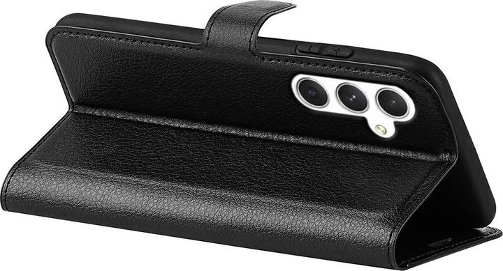 Produktbild Apfelkiste Samsung Galaxy S24 Leder Flip Cover Litchi Look, Schwarz (Samsung Galaxy S24)