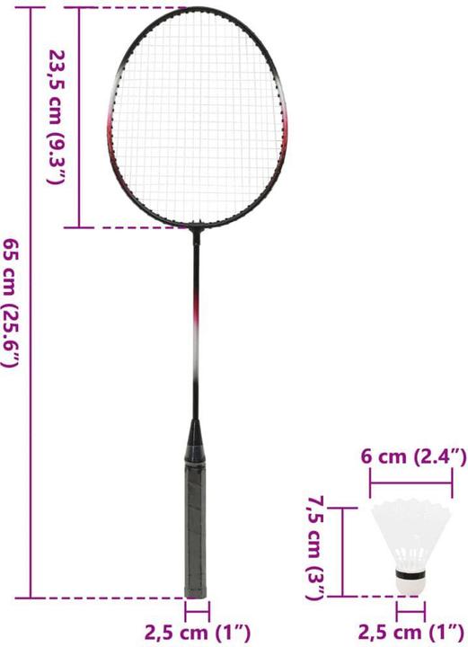 Image du produit vidaXL Kit de badminton avec 2 raquettes, filet & sac