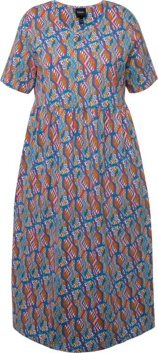 Produktbild Ulla Popken Jersey-Maxikleid, A-Linie, Rundhals, Halbarm, Taschen (50, 52)