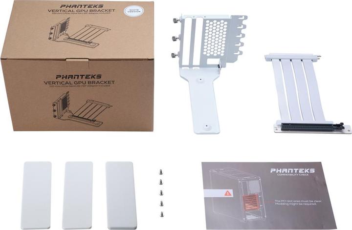 Actual product image Phanteks Vertical GPU bracket II + PCI-E 4.0 x16 riser ribbon cable, 22 cm - white