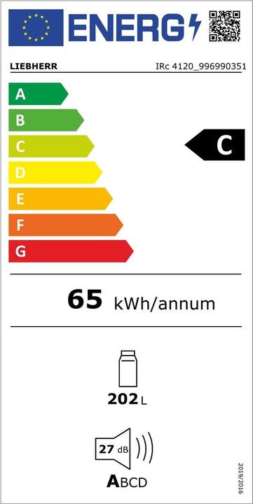 Energy Label Liebherr Integrierbarer Kühlschrank mit EasyFresh (201 l)