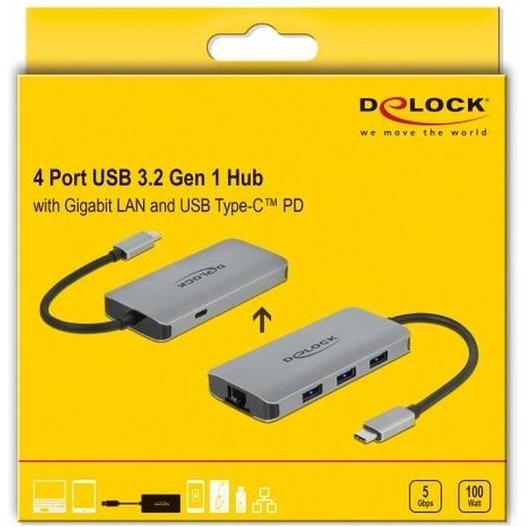 Thumbnail - Delock 63252 (USB-C, 4 Ports), Dockingstation + USB Hub, Grau
