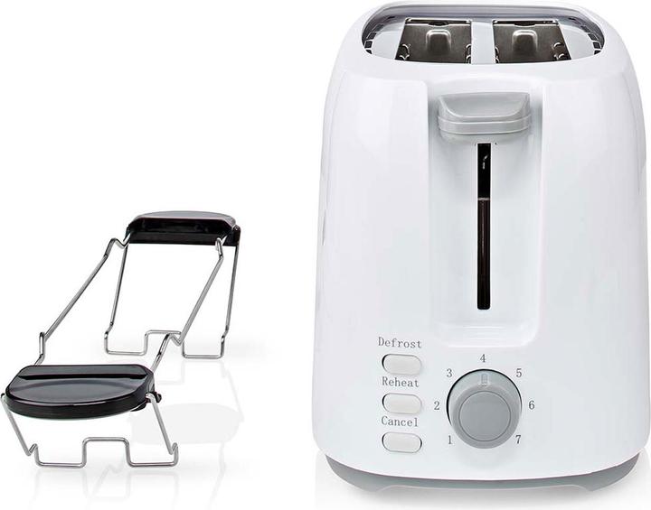 Actual product image Nedis Toaster 2 Slots Browning levels: 7 Defrost feature Bun rack White