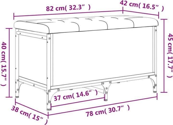 Actual product image VidaXL Bench with storage space black 82x42x45 cm (42 cm)