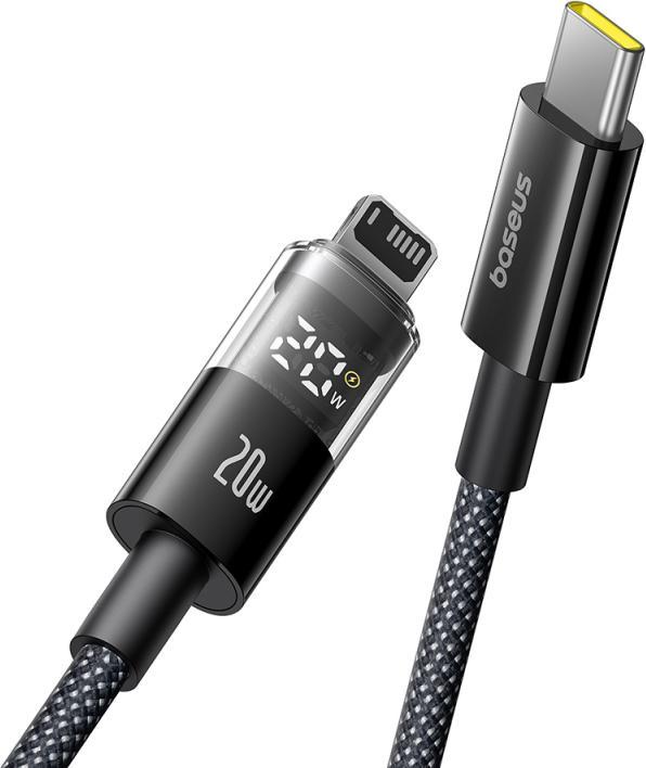 Image du produit Baseus Câble USB-C vers Lightning Display 2, 20W, 2.4A, 2m, Noir (2 m, USB 2.0, 20 W)