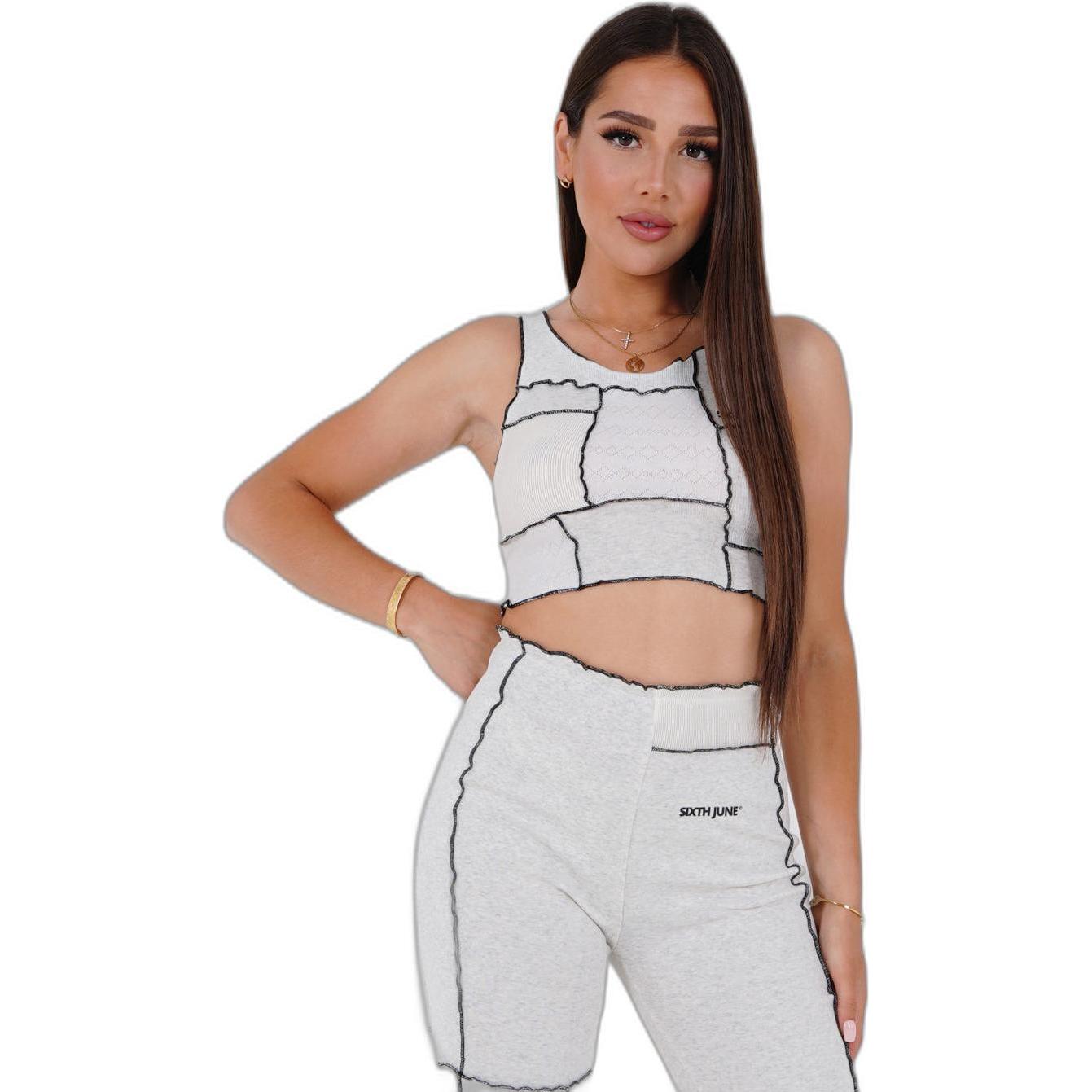 Thumbnail - Sixth June, Damen, Shirt, crop top t-shirt mix fabrics, Weiss, (L)