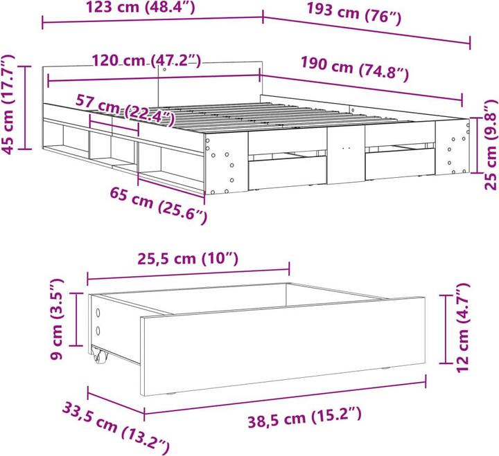 Image du produit vidaXL Bettgestell (120 x 190 cm)