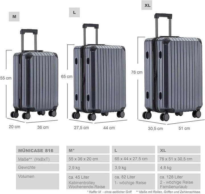 Produktbild Münicase M816 Hartschalenkoffer-Set, 3tlg. (45 l)