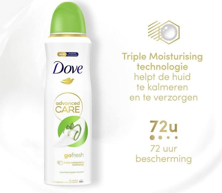 Image du produit Dove Advanced Care Go Fresh Cucumber & Green Tea Antiperspirant with Triple Moisturizing Techno (Spray, 200 ml)