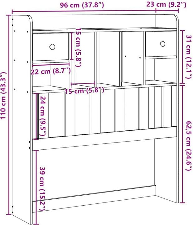 Actual product image vidaXL Kopfteil (96 x 23 x 110 cm)