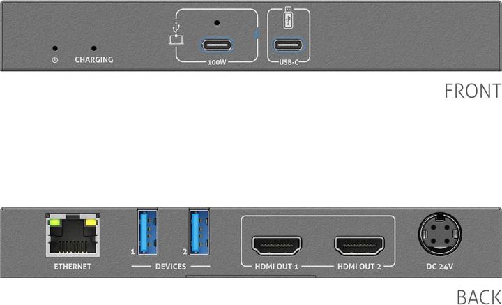 Produktbild Purelink PureTools - ProAV USB-C Alt-mode Docking Station - 4K (60Hz 4:4:4) USB-C + 100W PD Dual 4K HDMI Aus (USB-C, 1 Ports)