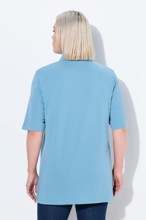 Immagine prodotto Ulla Popken Maglia polo in piqué con abbottonatura con nastro di velluto e mezze maniche (62)