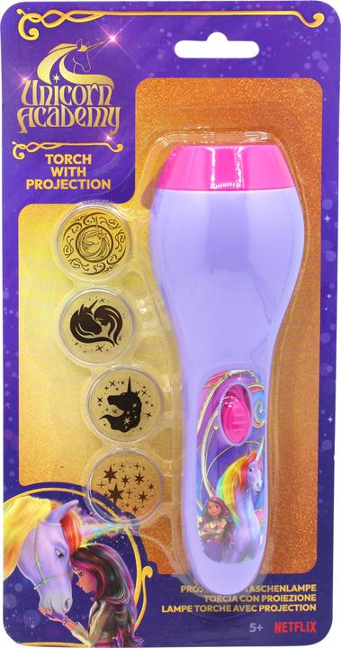 Actual product image Unicorn Academy projection flashlight with 4 different projection themes