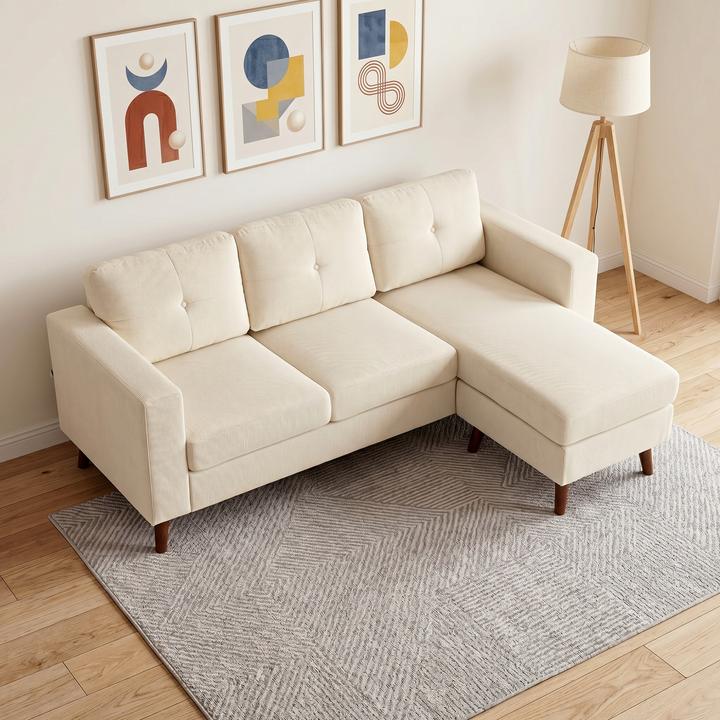 Immagine prodotto Homcom Ecksofa Polyester Cremeweiss (Divano ad angolo)