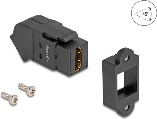 Produktbild Delock HDMI Einbaubuchse zu HDMI Buchse 45° gewinkelt 8K 60 (4.60 cm)
