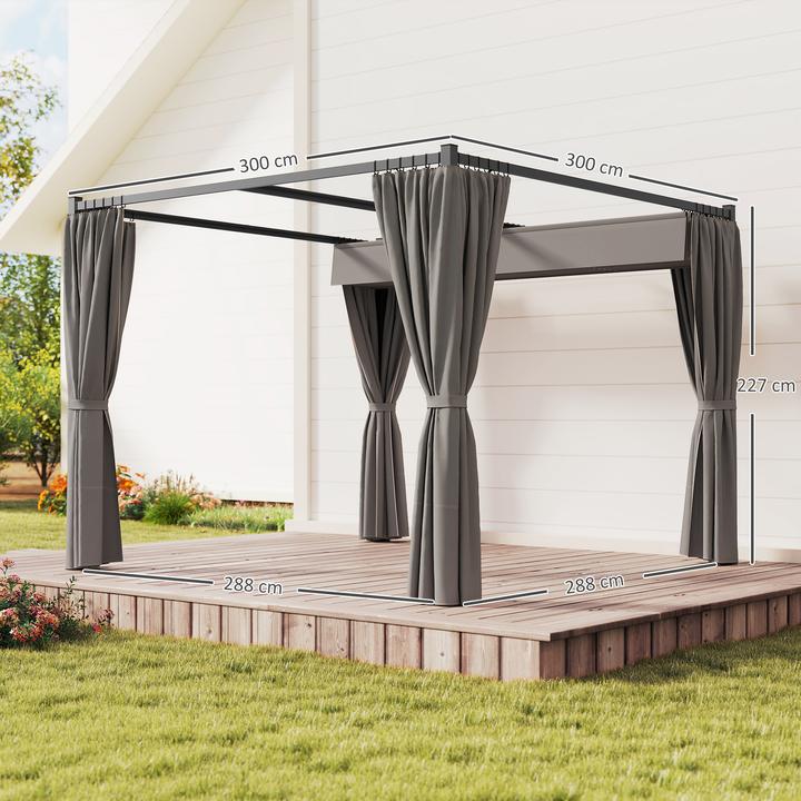 Immagine prodotto Outsunny Pergola Metall, Polyester Hellgrau (300 cm, 300 cm)