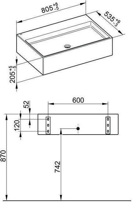 Produktbild Keuco Keramik-Waschtisch EDITION 90 805x205x535mm sch-gr o HL-boh (535 mm, 805 mm)