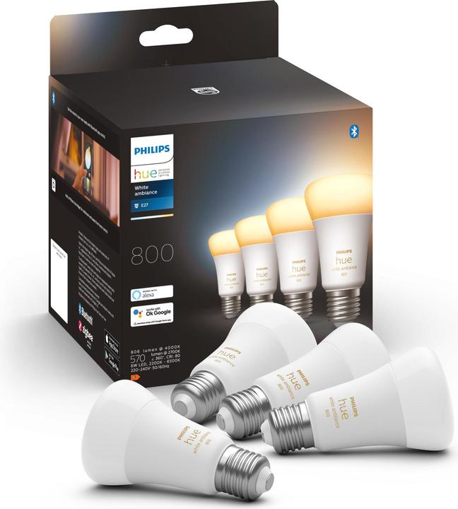 Produktbild Philips Hue White Ambiance (E27, 6 W, 570 lm, 4 x, F)