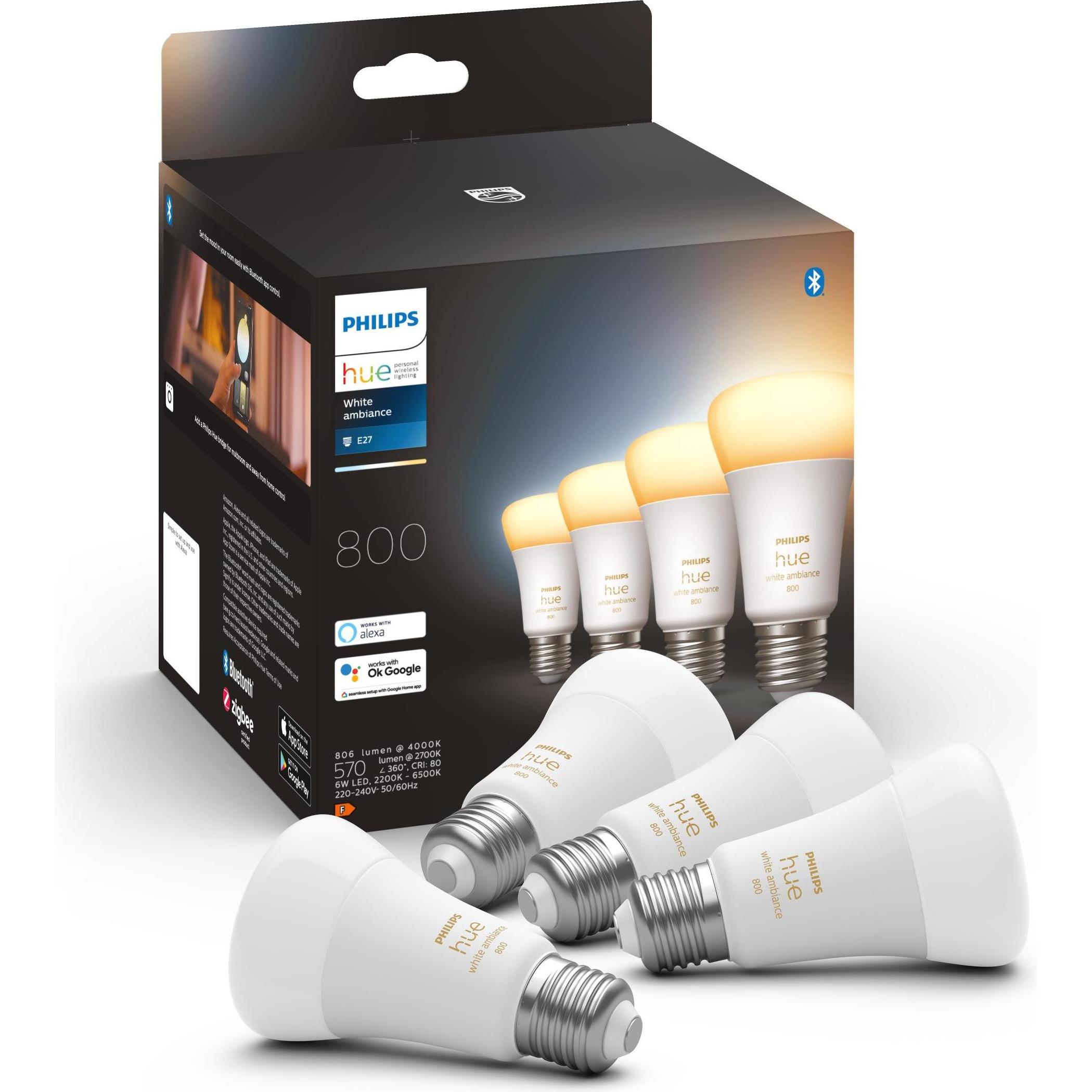Thumbnail - Philips Hue, Leuchtmittel, White Ambiance (E27, 6 W, 570 lm, 4 x, F)