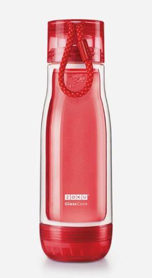 Actual product image ZOKU Drinking Bottle Glass Core 475ml Red (0.48 l)
