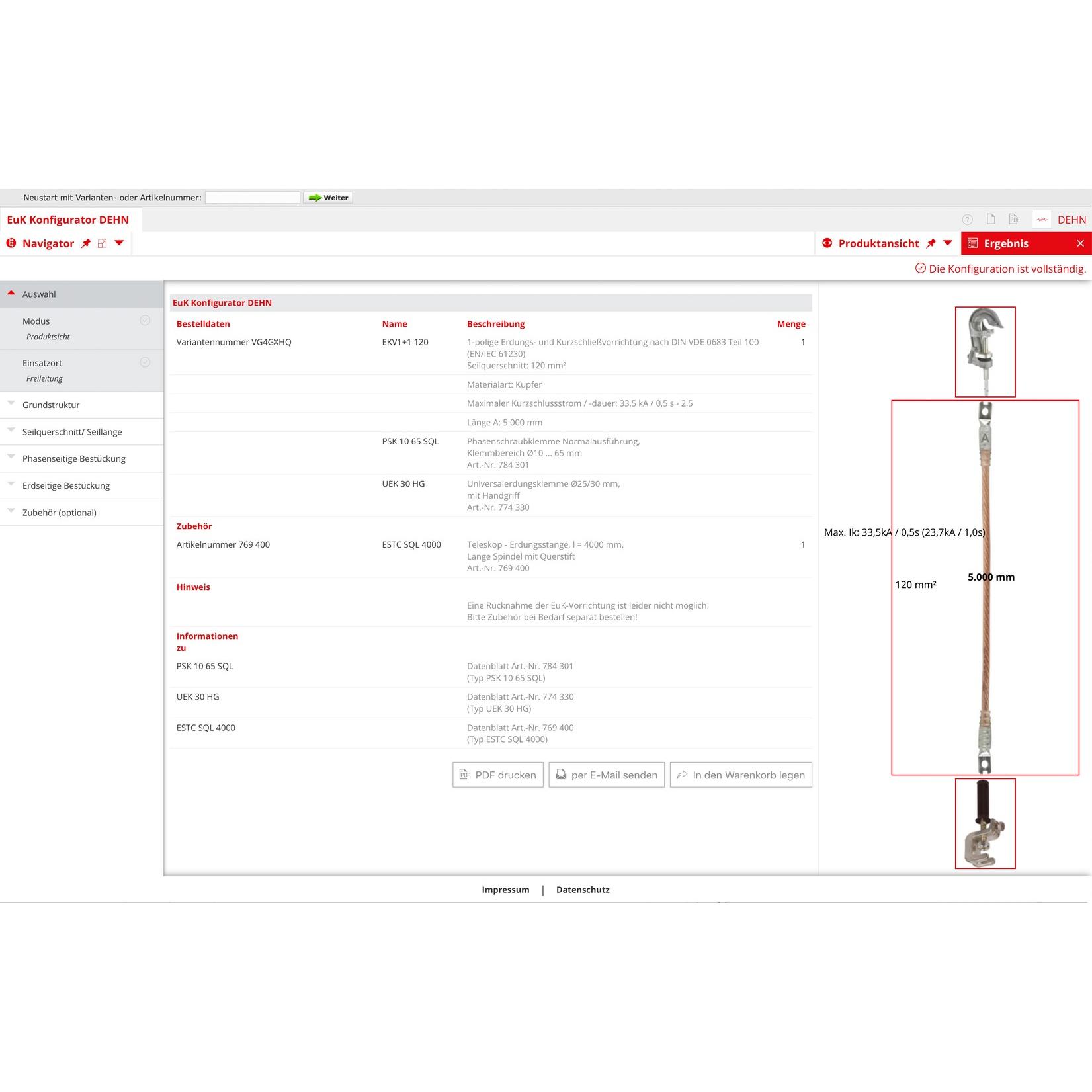 Dehn, Kabelverbindung, EKV1+1 70 VRP32FL