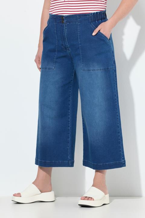 Produktbild Ulla Popken Jeans-Culotte Rose, weites Bein, Komfortbund, wadenlang (48)