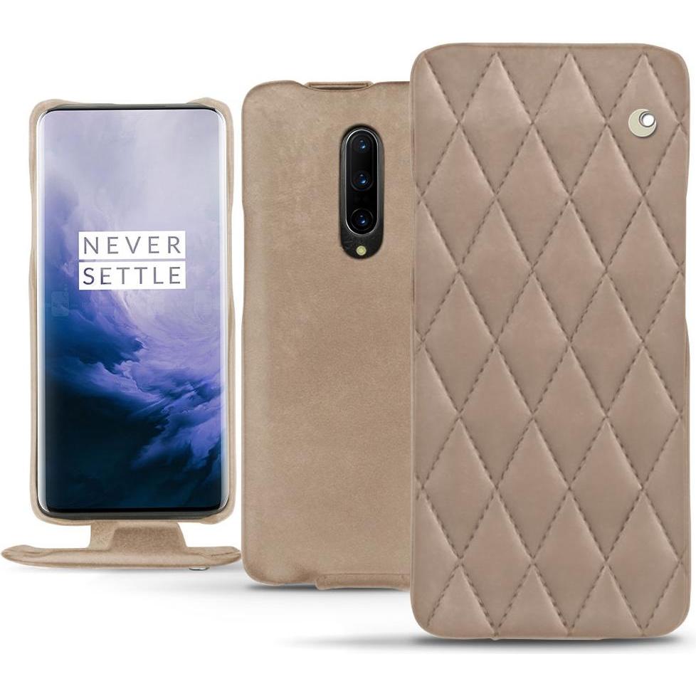 Noreve Lederschutzhülle vertikal (OnePlus 7 Pro), Smartphone Hülle, Beige
