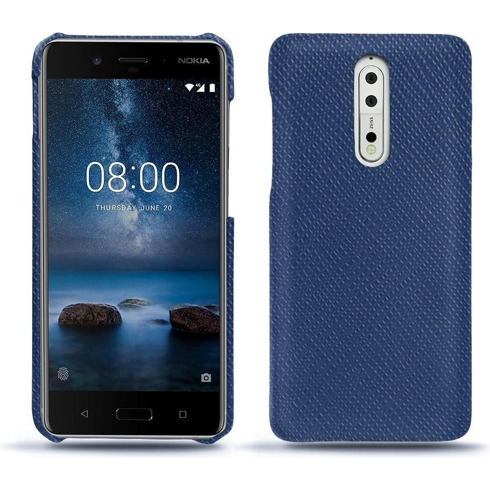 Noreve Lederschutzhülle (Nokia 8), Smartphone Hülle, Blau