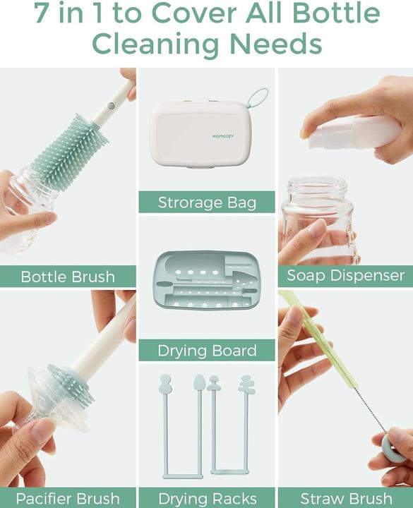 Actual product image Momcozy 7-in-1 baby bottle cleaner set
