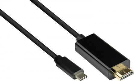 Actual product image Good Connections Adapter cable USB-C™ plug to HDMI 2.0 plug, 4K2K / UHD 60Hz, CU, black, 1m, ® (1 m, HDMI, 2.0)