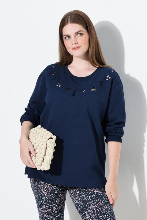 Produktbild Ulla Popken Sweatshirt, Lockstickerei, Rundhals, Langarm (60)