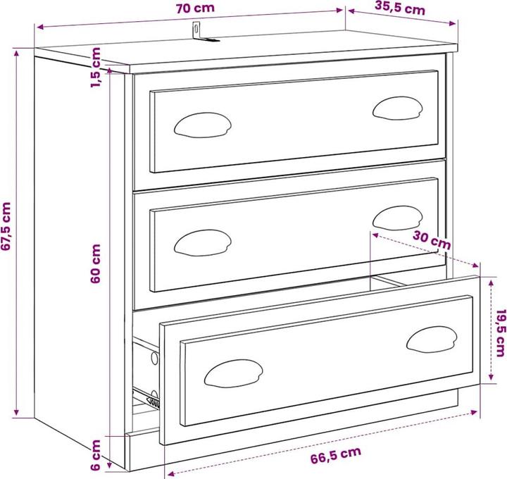 Image du produit vidaXL Sideboard (210 x 35.50 x 67.50 cm)