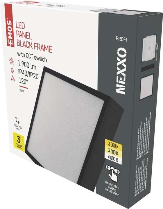 Actual product image Emos Surface-mounted LED light NEXXO, square, black, 21W, with Change CCT (1900 lm)