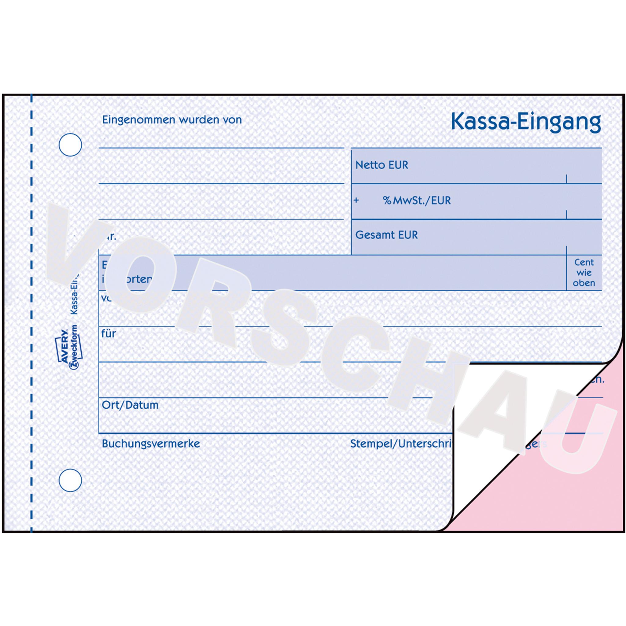 Thumbnail - Avery, Formular, Kassa-Eingang (80 x)