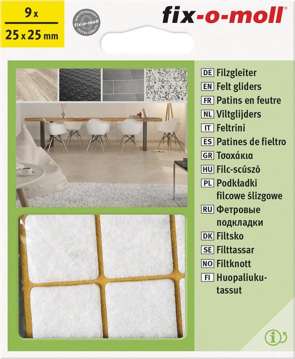 Produktbild Fix-o-moll Filzgleiter 3 mm / 25 x 25 mm 9 x (Filzgleiter, 9 Stk.)
