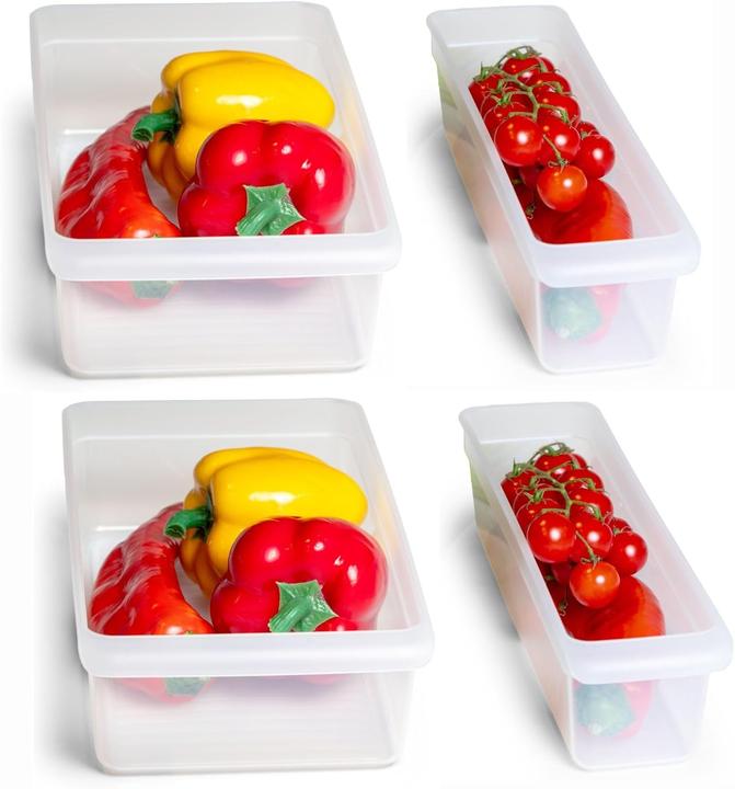 Novaliv Kühlschrank 4er Set Organizer Kühlschrank Klein + Mittel BPA-frei Küchenordnung küchenorgani