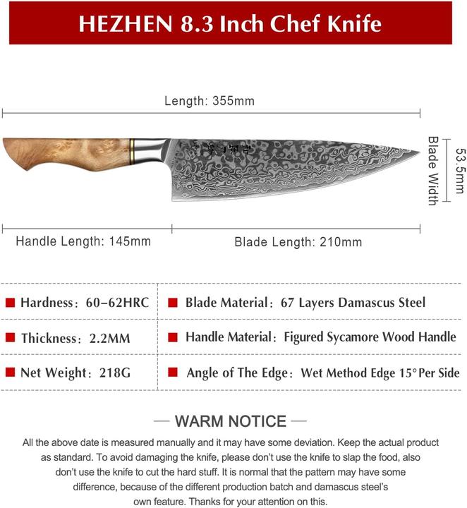 Produktbild Hezhen Kochmesser, 21cm, VG10 (21 cm)