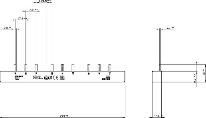 Produktbild Siemens Sammelschiene 80A lamelliert 214x15x18mm 5ST3711