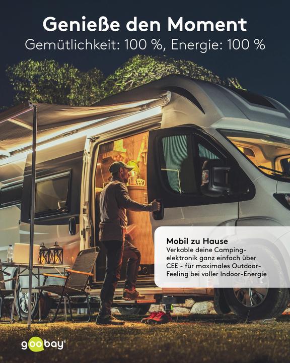 Produktbild Goobay CEE-Adapterleitung, Schutzkontakt-Stecker auf CEE-Kupplung (1.50 m, CEE 16/5)