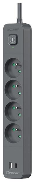 Productafbeelding Tracer 47026 Power Line+ 1,5m (4 stopcontacten +1x USB A+ 1x Type C, PD18W) (4x, 1.50 m)
